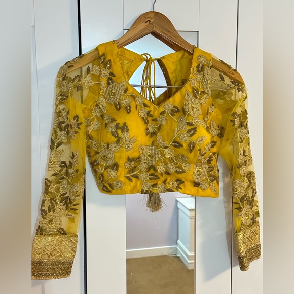 Yellow and Gold Indian Lengha - Picture 5 of 9